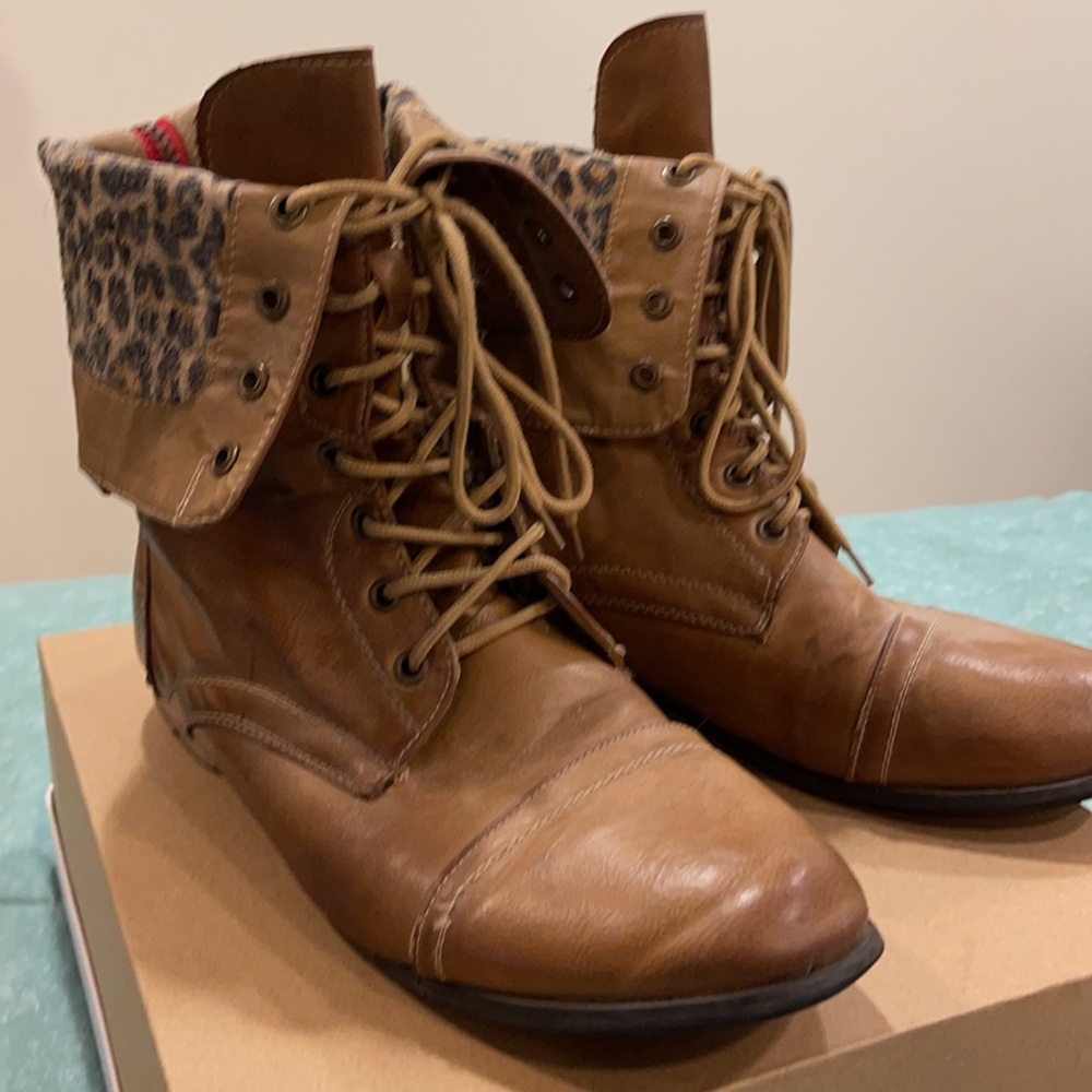 Brown Leather Combat Boots